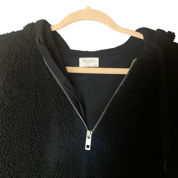 Rag & Bone Black Teddy Fleece Faux Shearling Hoodie M - Picture 3 of 7